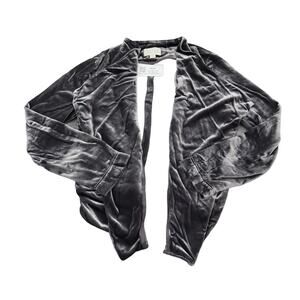 Hinge Sweater Womens S Gray Long Sleeve Solid Velvet Open Cardigan Silk